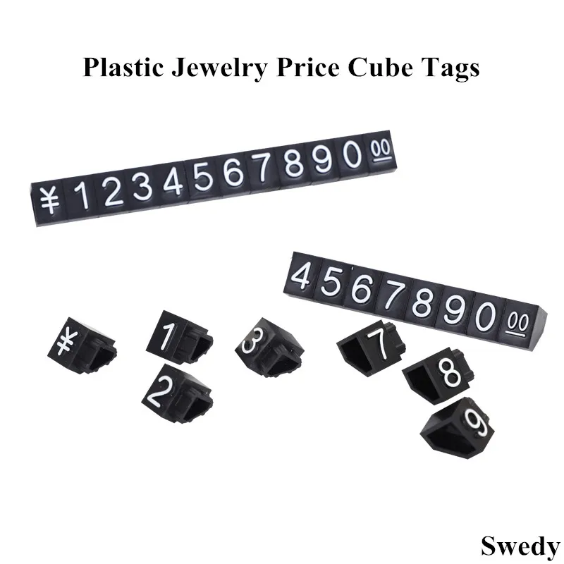 Imagem -06 - Preço Tag Display Stand Plastic Black White Small Jewelry Price Label Holder Block Kit Adjustable Number 4x6 mm 10 Conjuntos