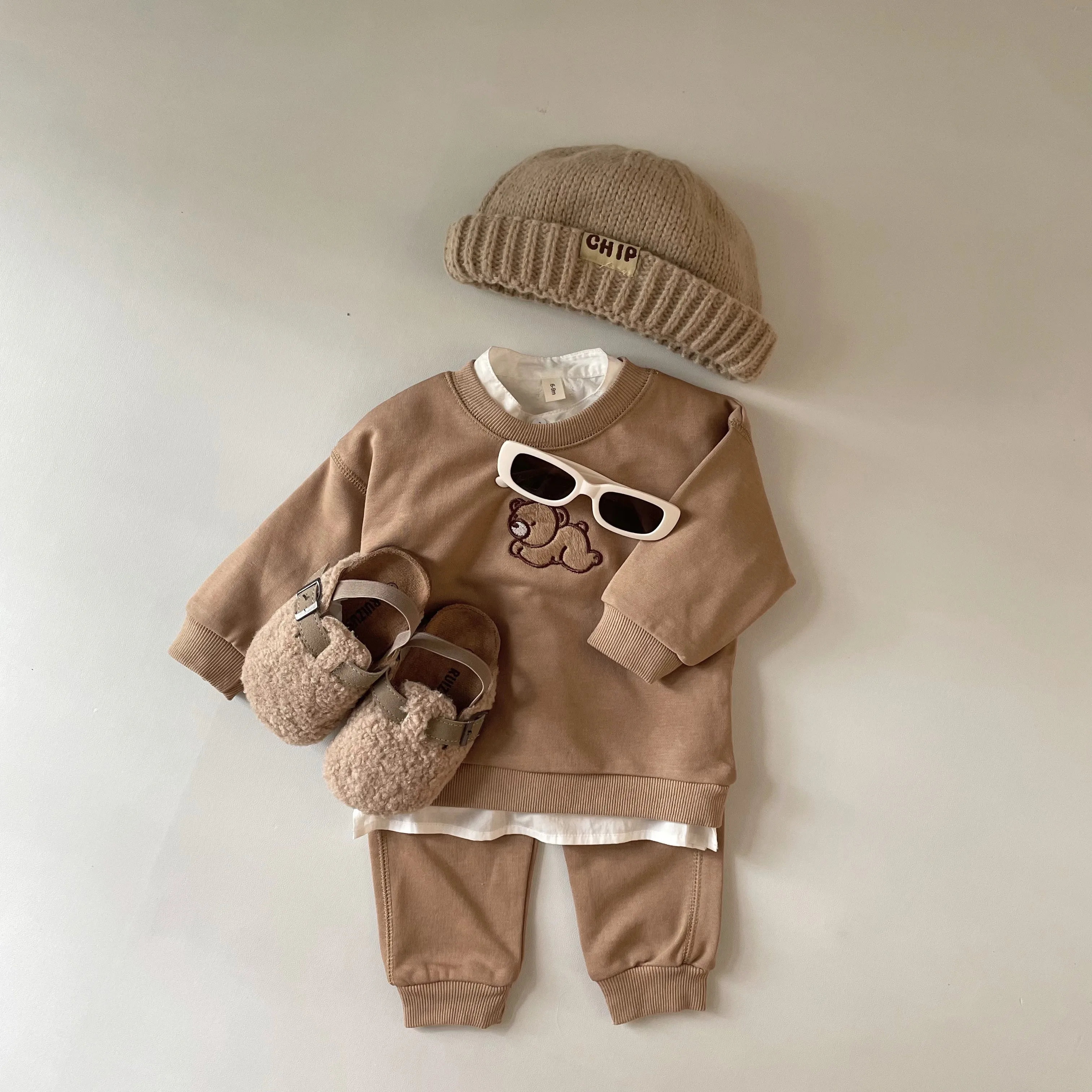 Newborn Baby  Spring Autumn 2PCS Set Cartoon Bear Casual Long Sleeves+Pants Cotton Baby\'s Suit Girls Baby Boy Blothes 0-3Y