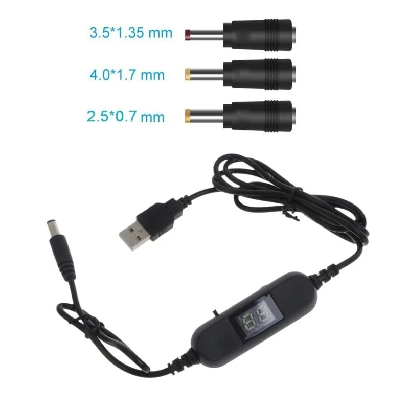 Y1AE USB Charging 5V to 1.5V-12V 5.5x2.1mm Step Up Boost Converters voltages Power Supply Cable for Toy Games LED Lamp