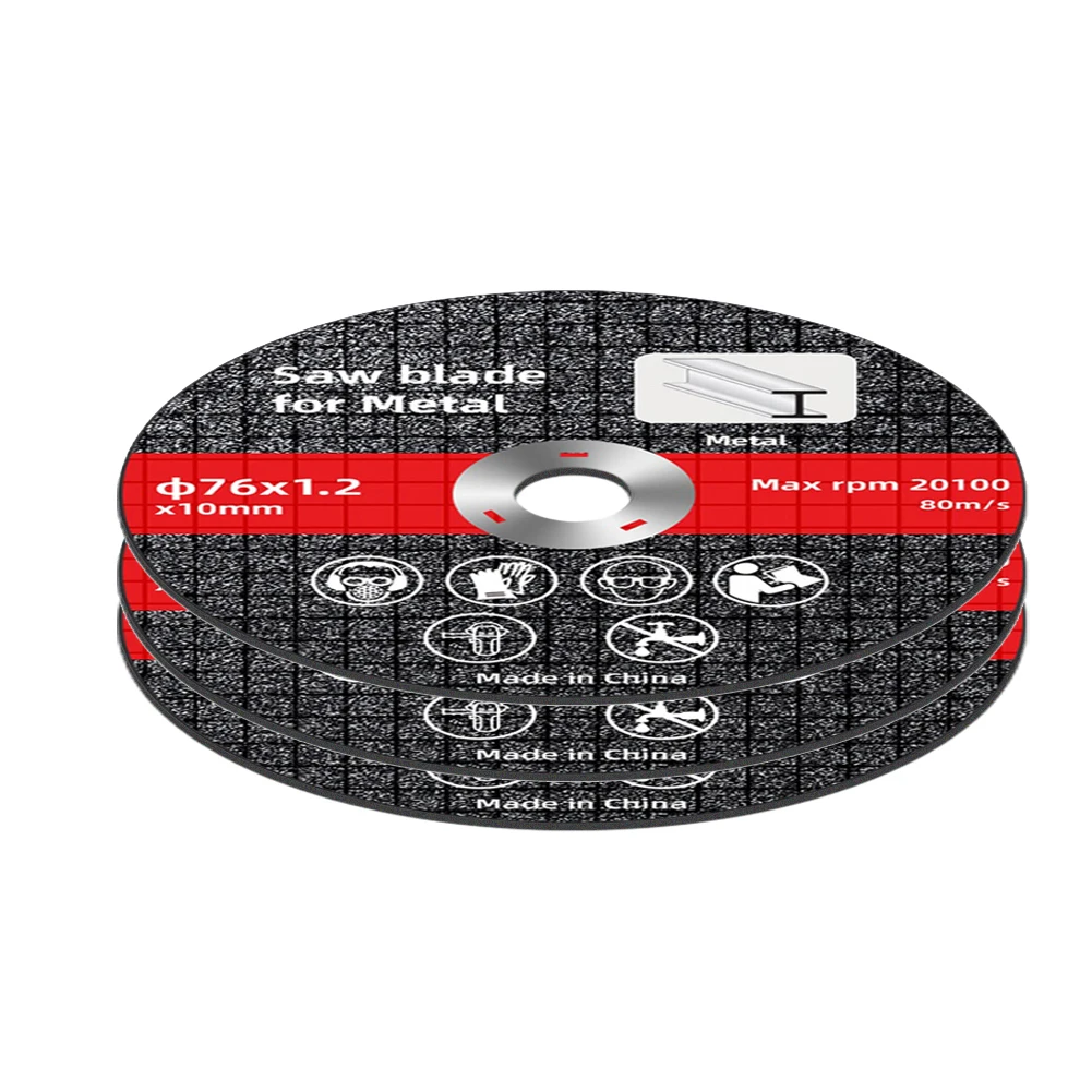 Disco de corte para rebarbadora, rebolo de resina, lâmina de serra, peças sobressalentes, ferramentas elétricas domésticas, 3PCs, 76mm, 3in