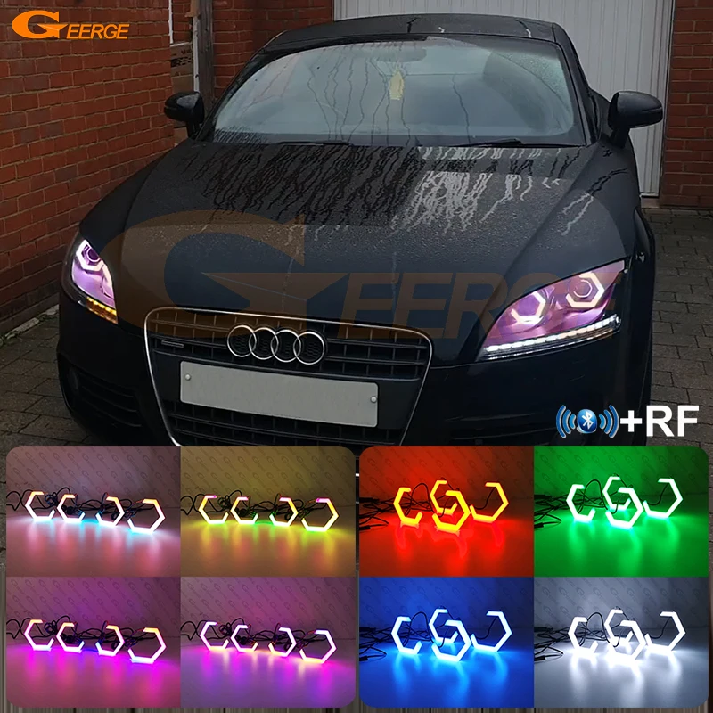 

For AUDI TT Mk2 8J 2006 - 2013 2014 Bluetooth-compatible APP Dynamic Multi Color RGB LED Angel Eyes Kit Hexagon Hex Halo Rings