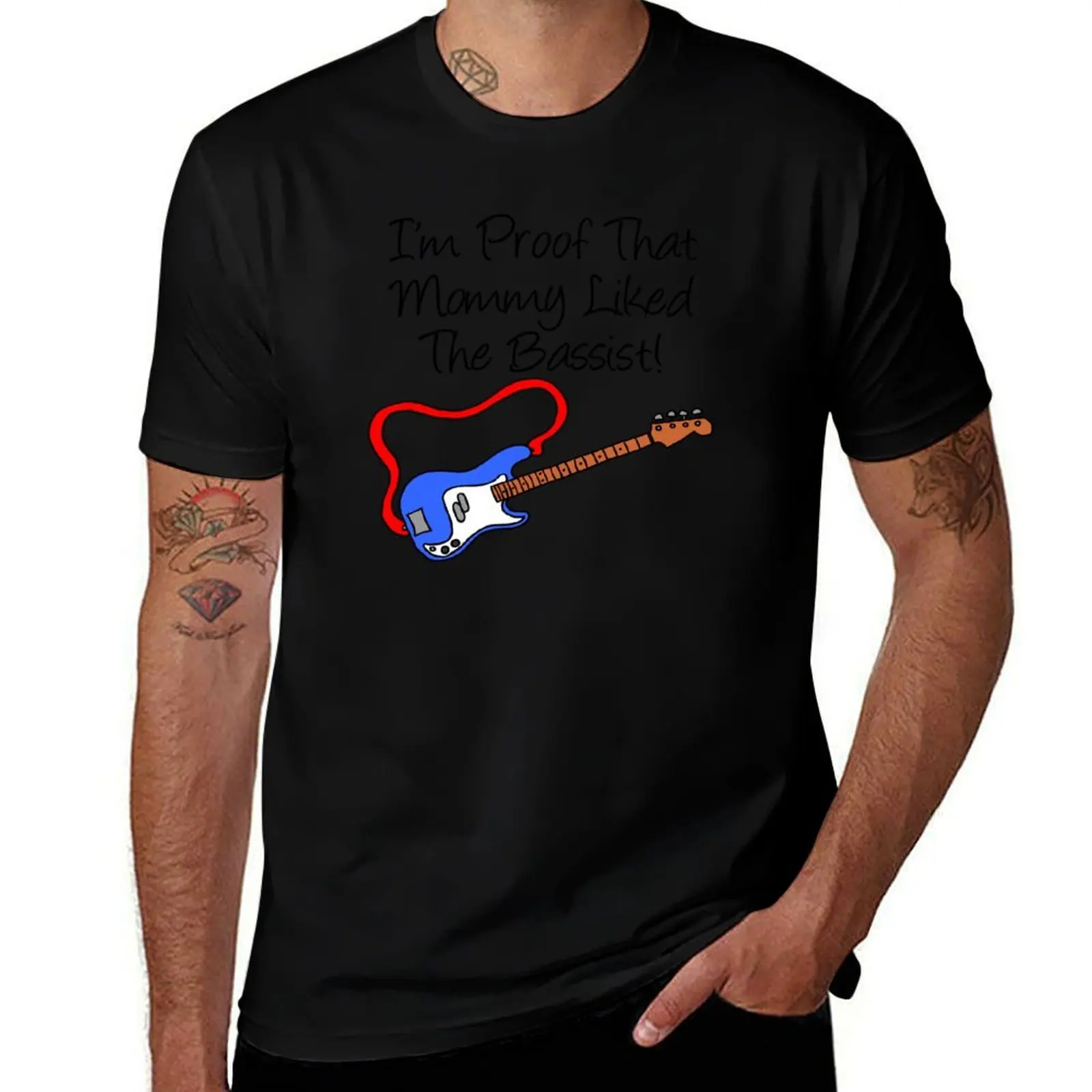 

I'm Proof That Mommy Liked The Bassist Blue Bass Guitar T-Shirt anime tshirt man t shirts cotton T-Shirt