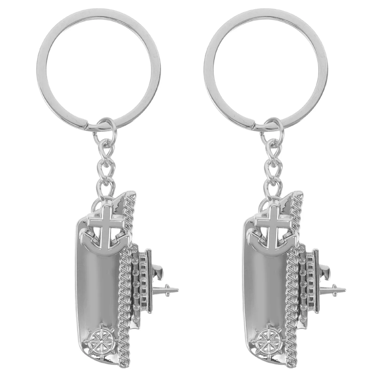 2Pcs Sailing Key Ring Ocean Boat Keychain Nautical Anchor Travel Gifts Cruise Lovers Commemorative Souvenir Boat Gifts