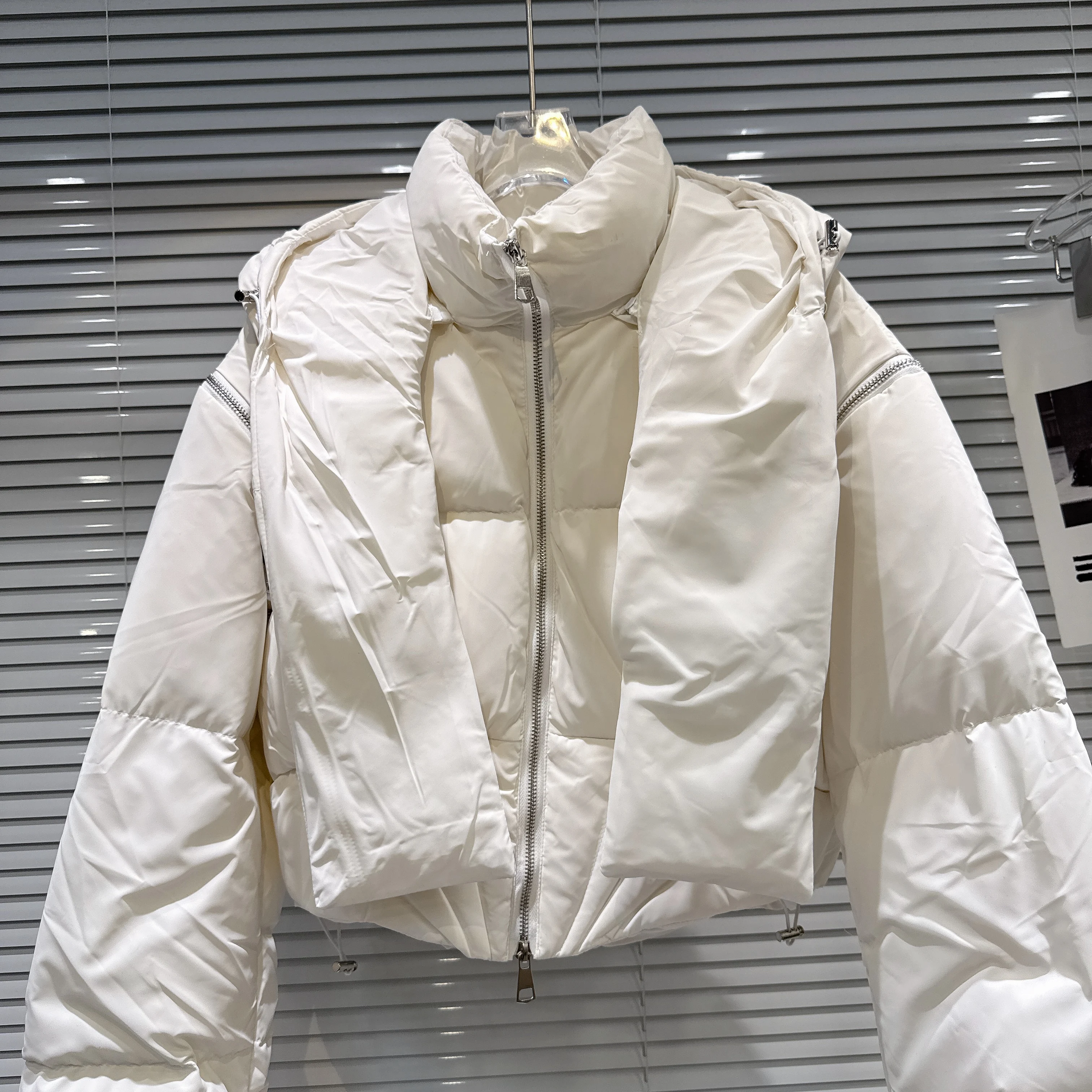 2025 شتاء جديد حلو بارد حار فتاة وشاح شال مقنعين سستة تصميم سترة قطن دافئة معطف القطن للنساء #2