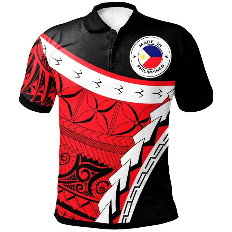 

Men's Fashion 3D Printing Philippines National Flag Shirts Philippines National Hero Day Graphic Polo Shirts For Men Fashon Tops