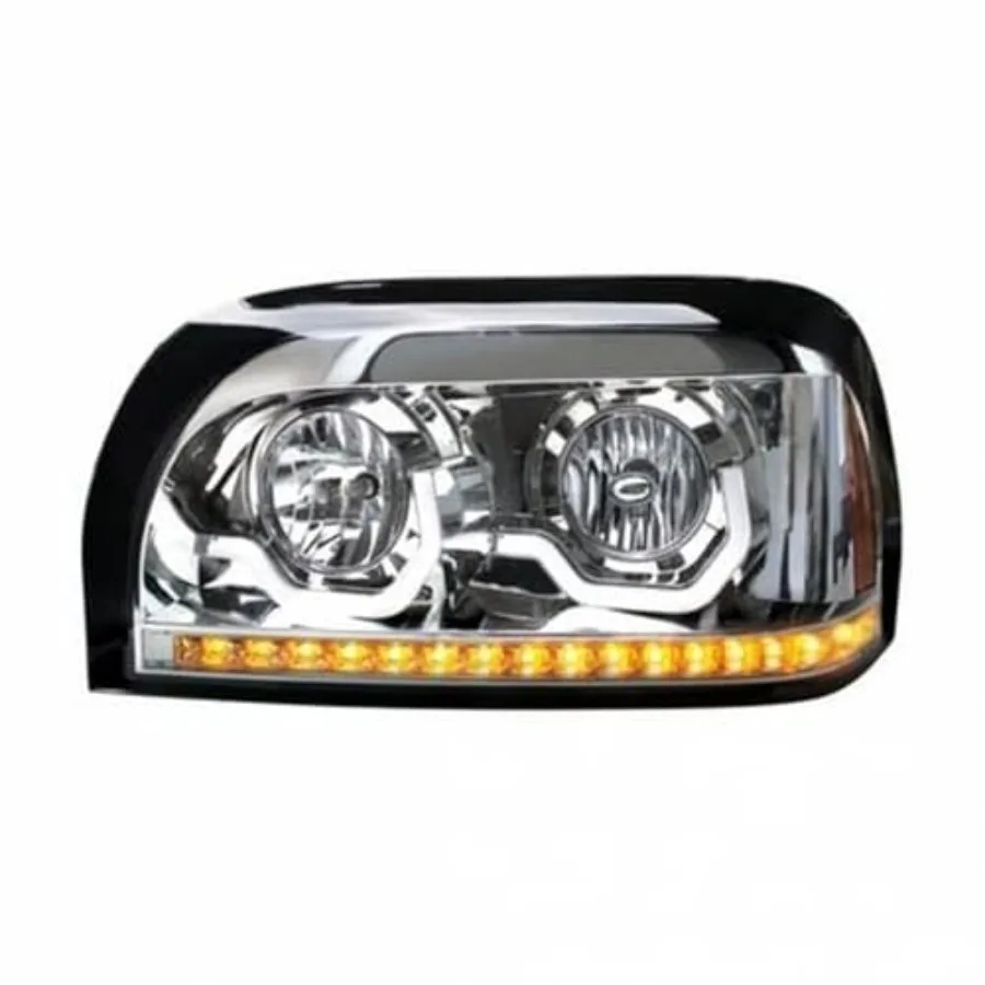 

Headlight Assembly LH for Automotive Use Chrome Housing High/Low Beam H7/9005 Bulb with LED Signal Light and Position Light Bar