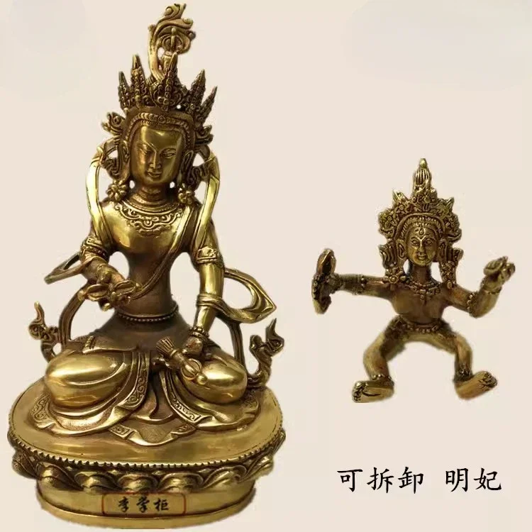 Old Tibetan Bronze Brass Vajra Mandkesvara Yab-Yum Happy Buddha Hevajra Statue