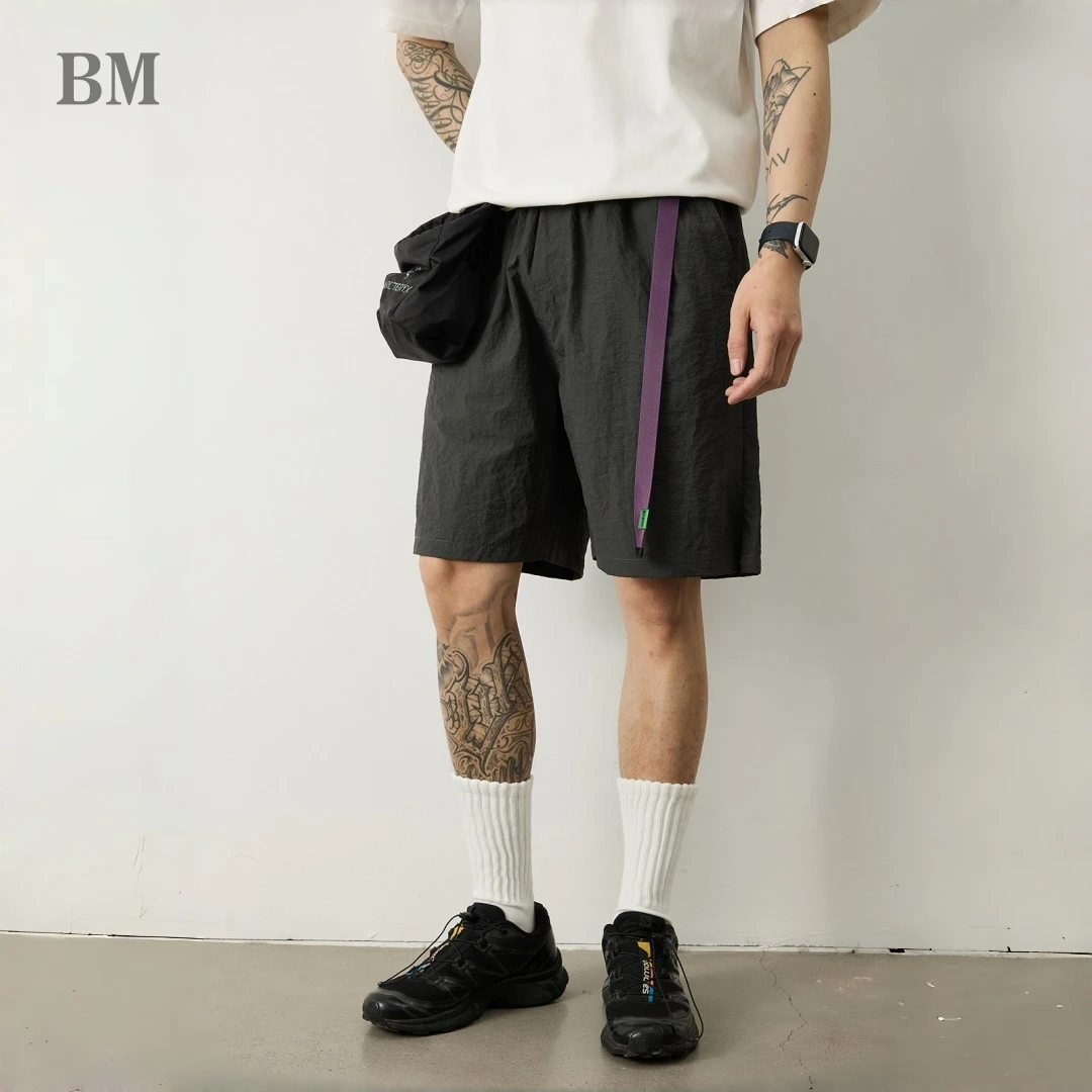 Cargo Shorts Unisex Quick Dry Breathable Loose Fit Mid Length Multi Pockets Elastic Waist Outdoor Sports Summer Casual Trendy