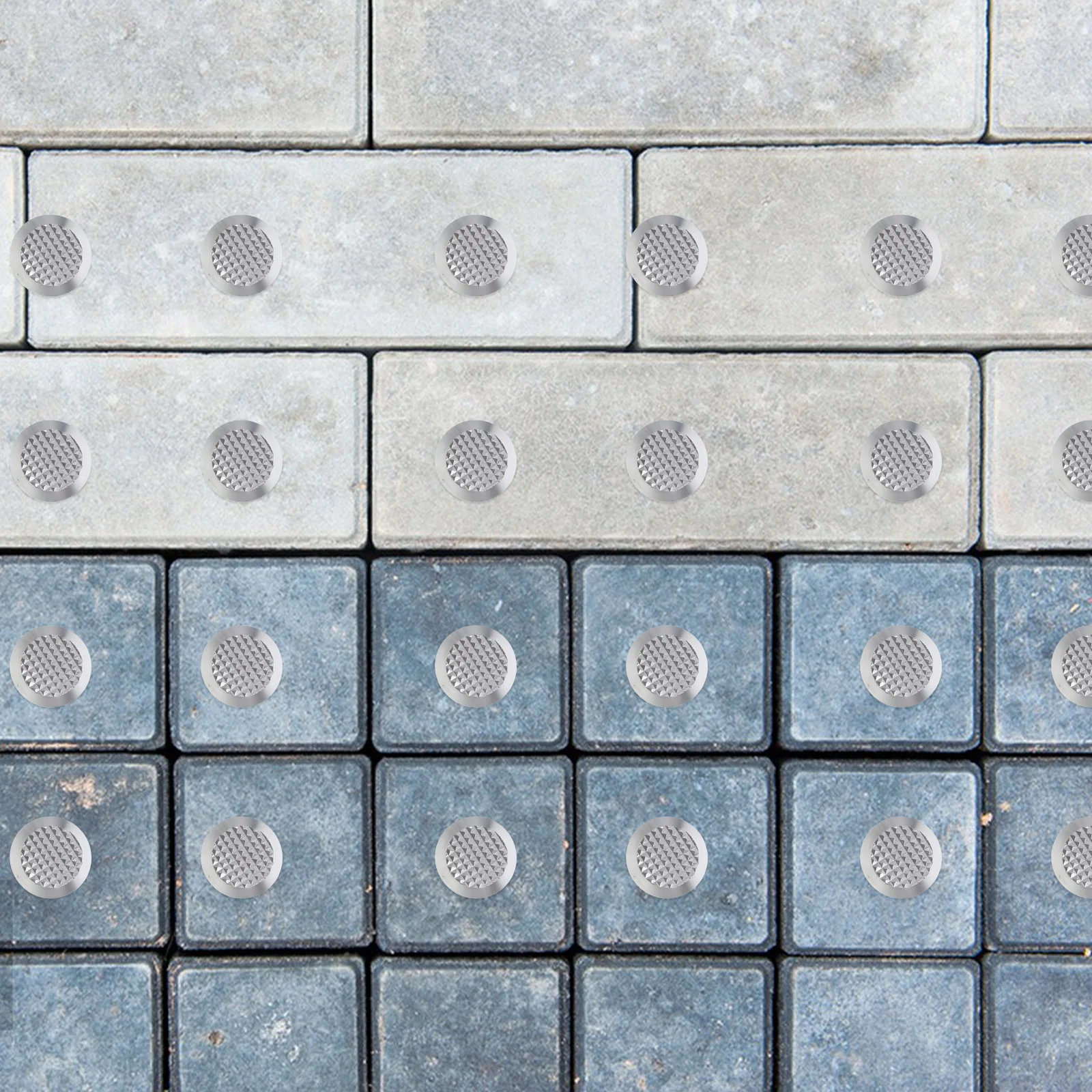 

10Pcs Blind Route Studs 304 Stainless Steel Anti-Slip Tactile Warning Markers for Sidewalks Subways Airports Walkway Safety