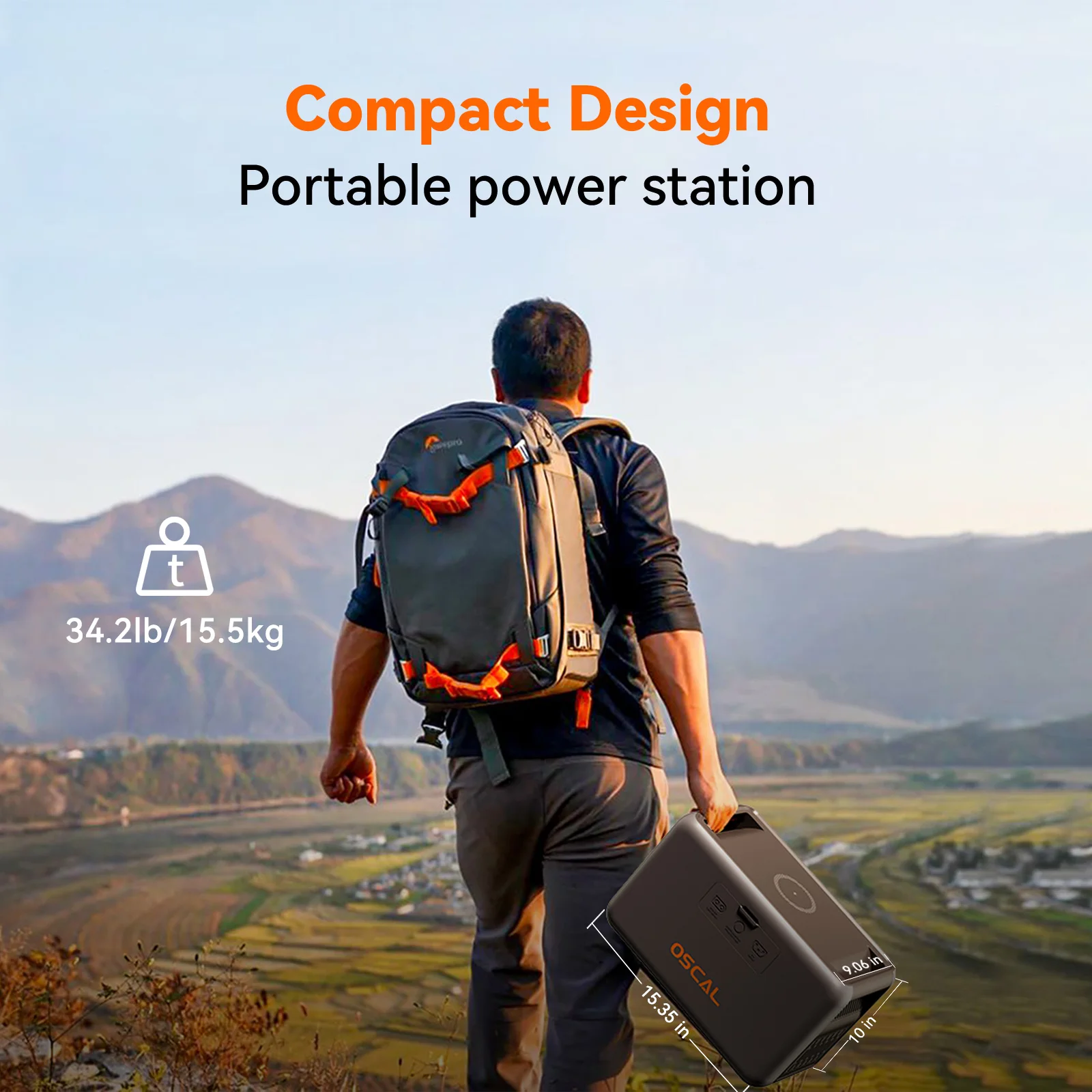 OSCAL PowerMax1800 1024WH Solar Power For Family Outdoor General LED Light HD Display Use Anytime,Set Of 1/2PCS 100W Solar Panel