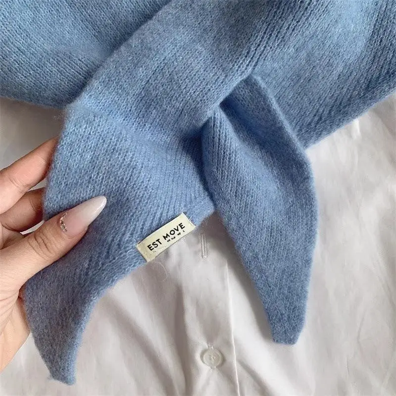 Einfarbig Dreieckstuch Frauen Koreanische Britische Nische Kleine Schal Dreieck Schal Warme Gestrickte Kopftuch Geschenk Warm Hals