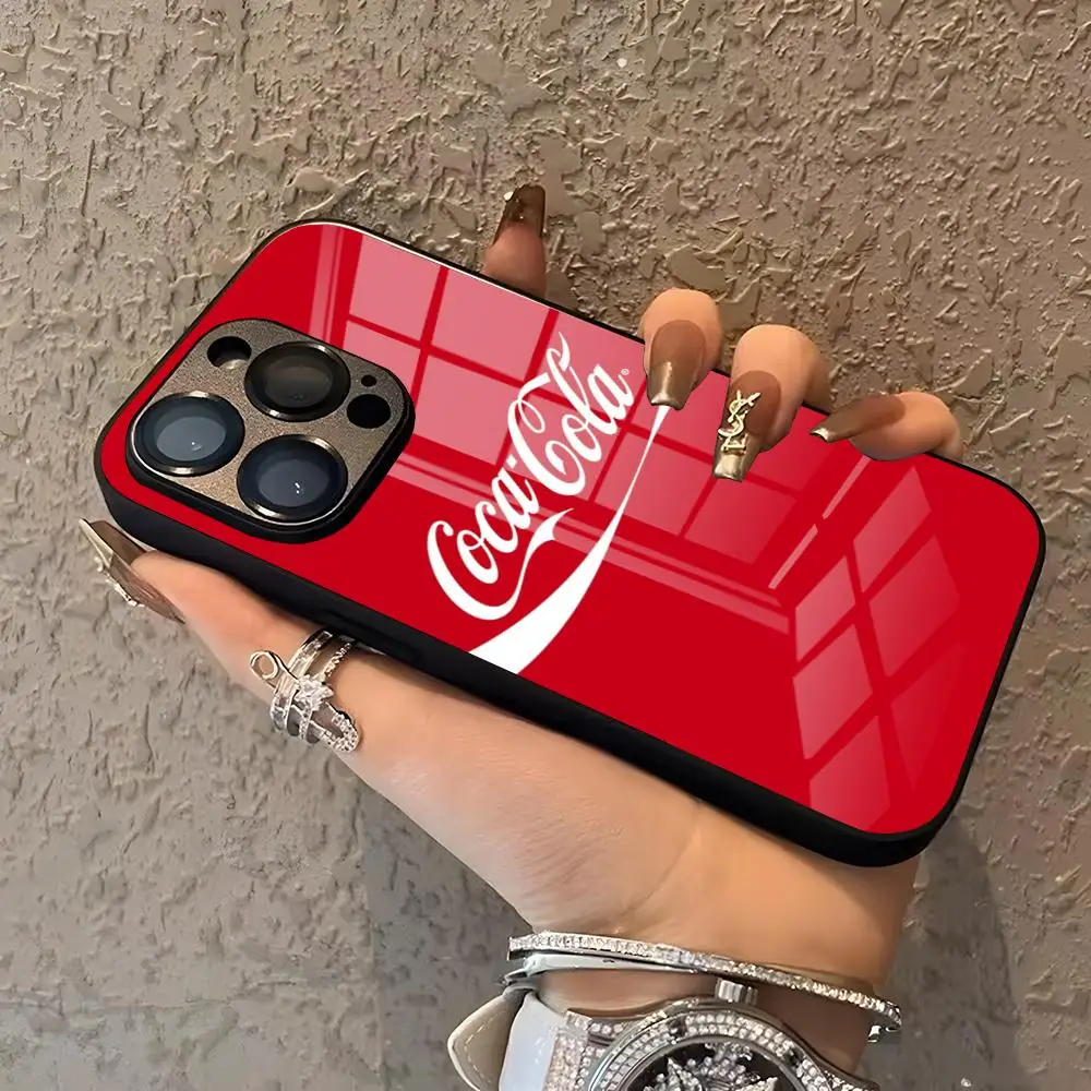 Funda de teléfono C-Coca Drinks C-Cola para IPhone 17 16 15 14 Pro 11 13 12 Mini Air Plus SE Glass Luxury Design Cove