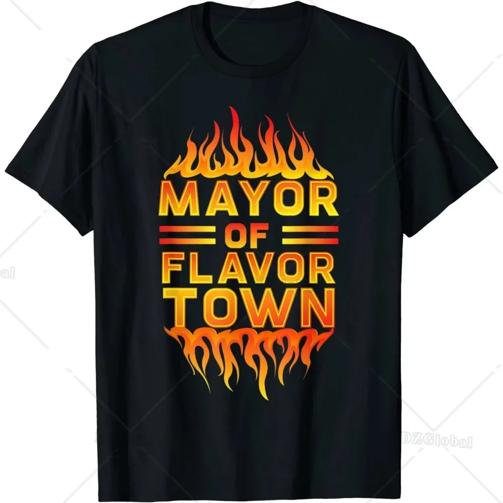 Mayor of Flavor Town T-Shirt Fashion Casual Men Cotton Tshirt Mens Clothing Large Size Tops 6xl Oversized T Shirt Streetwear