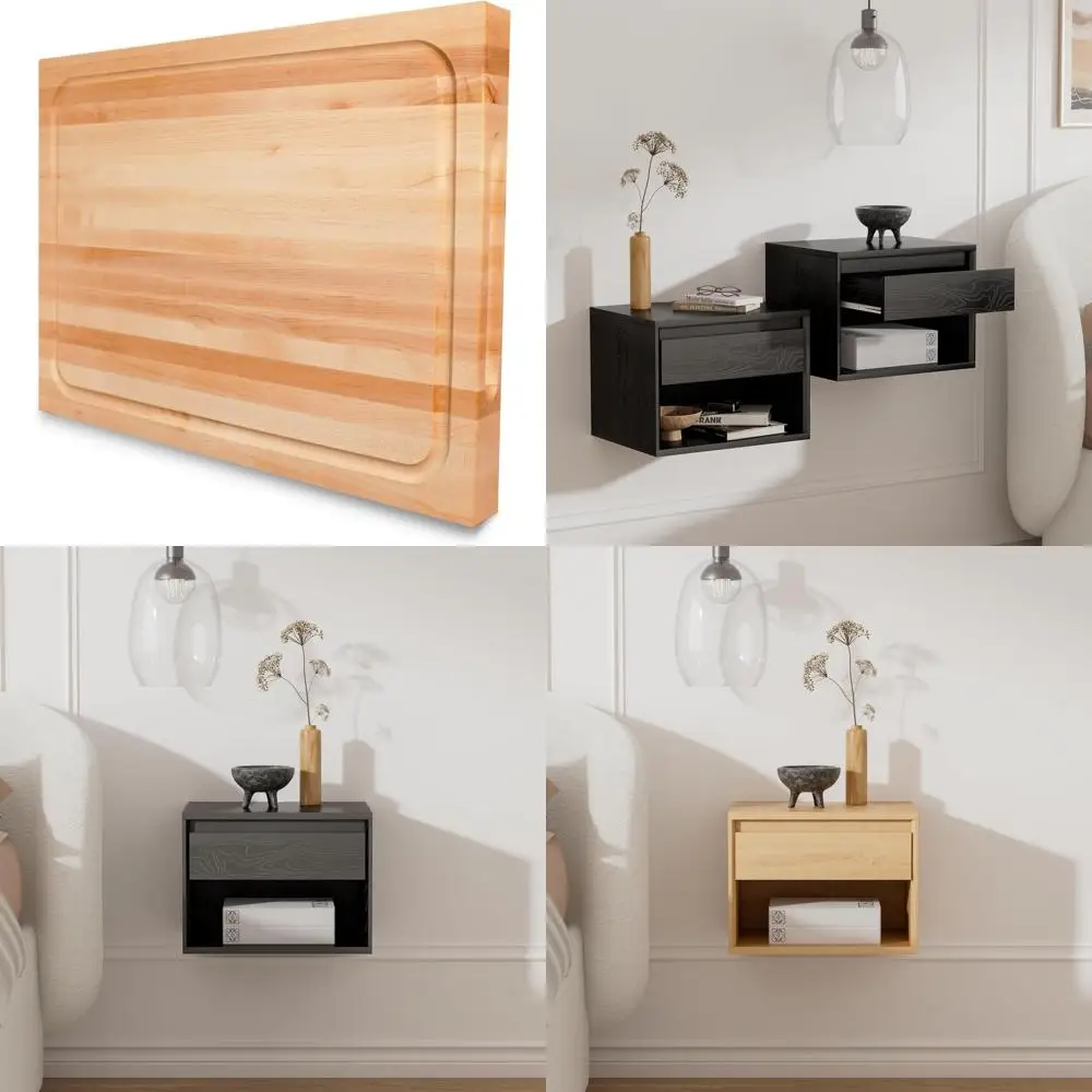 

Kitchen Hard Maple Wood Cutting Board, USA Grown, 20x15 with Hidden Handle, Prefinished, Durable and Easy to Clean