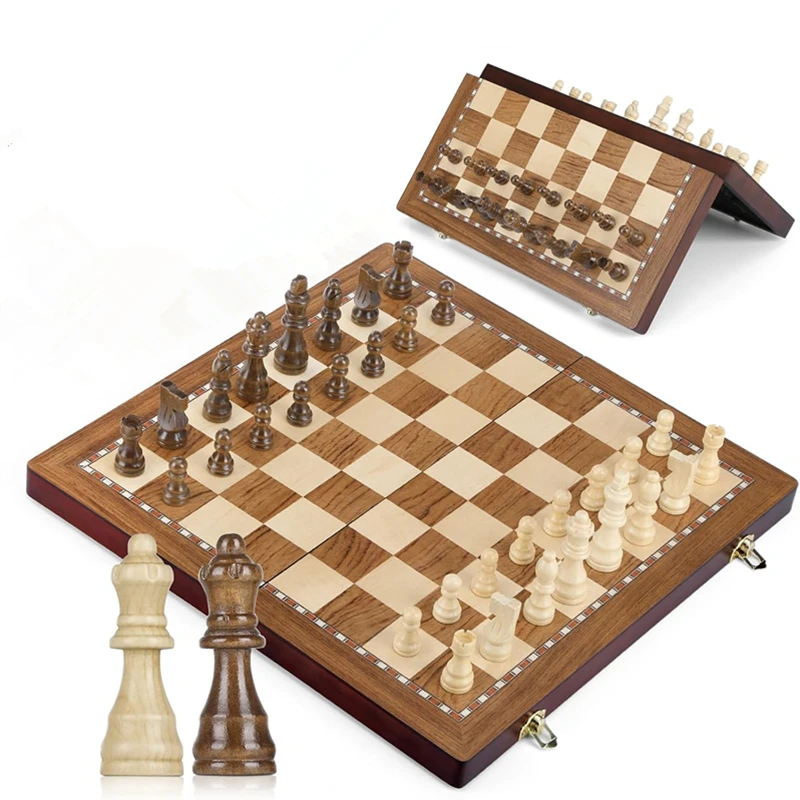 chess-wooden-chess-set-38cm-15inch-collapsible-large-size-high-grade-sculpted-chess-board-2-extra-queens-a-good-gift