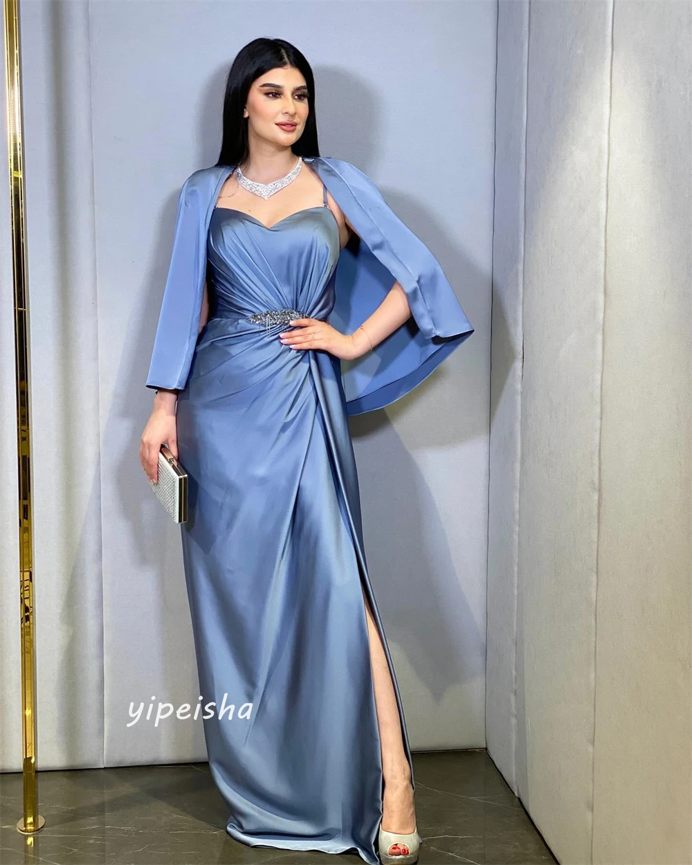 Prom Dress Satin Beading Draped Pleat Valentine's Day A-line Sweetheart Bespoke Occasion Gown Long Dresses Evening Saudi Arabia