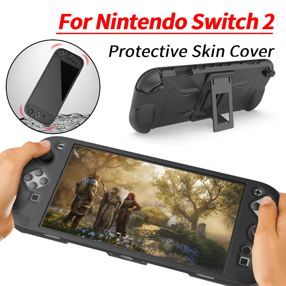 Silicone Case with Stand for Switch 2 Protective Skin Cover Anti-Scratch Soft Shell for Nintendo for Switch 2 Game Accessories