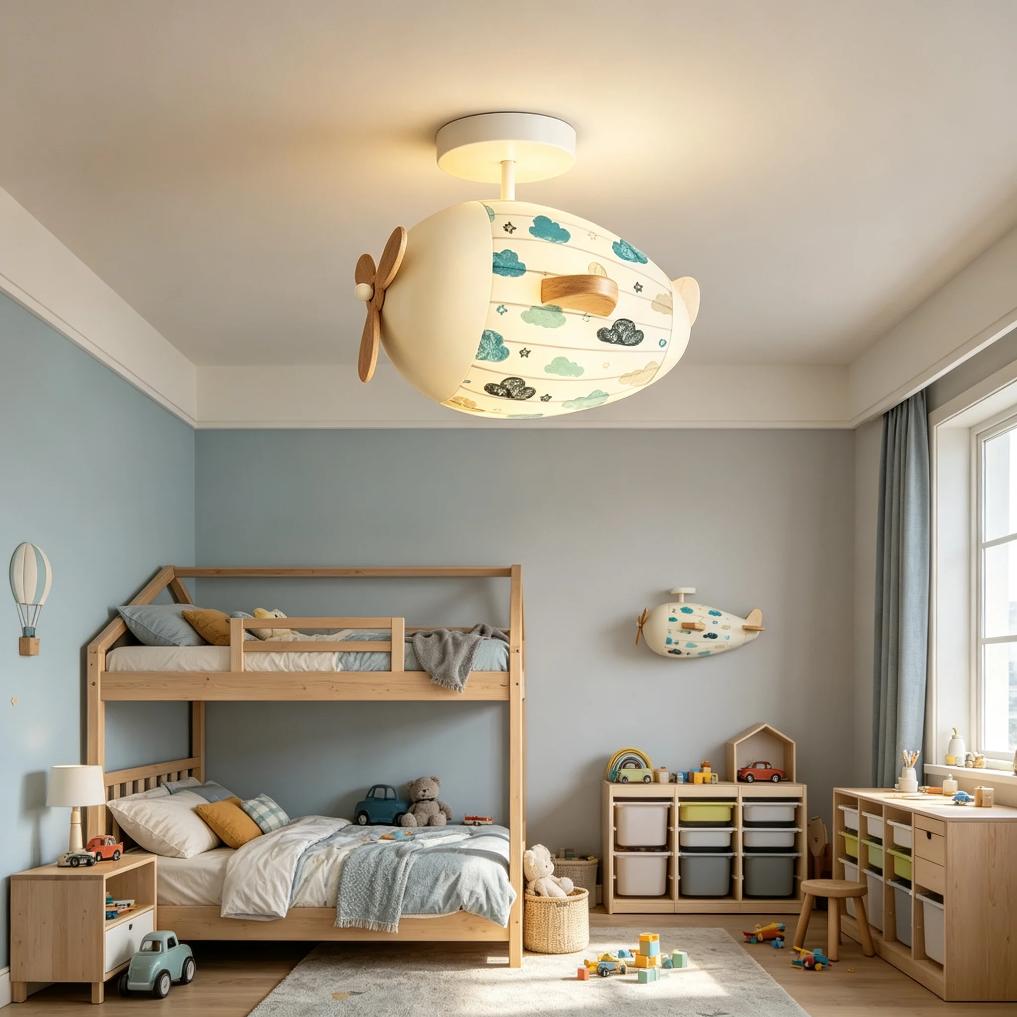 Modern Cloth Art Airplane Pendant Lights Boys Room Decor Led Chandeliers Study Eye Protection Hanging Lamps Bedroom Lighting CE