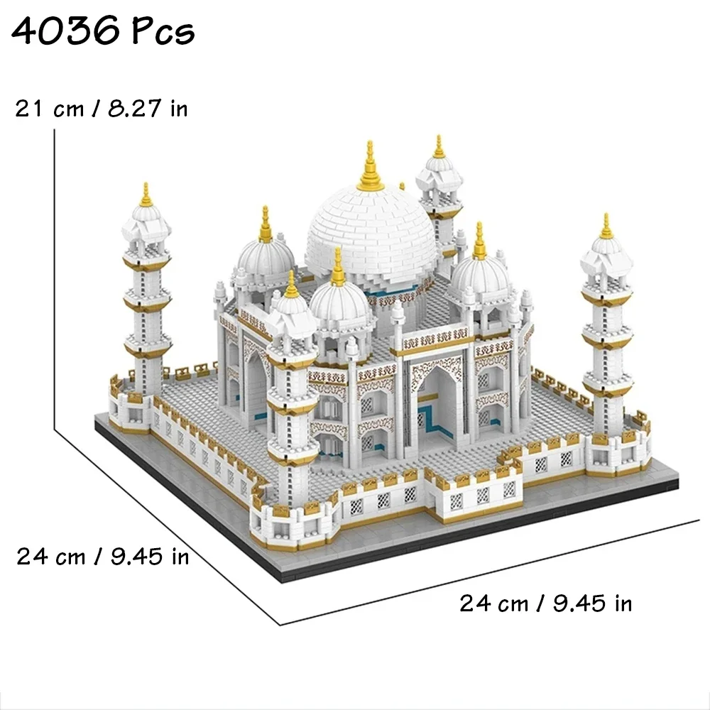 4036Pcs City MINI อิฐ Taj Mahal สถาปัตยกรรมที่มีชื่อเสียงของโลก Micro รุ่นอินเดีย Building Blocks Creative ชุดเมืองของเล่นเด็ก