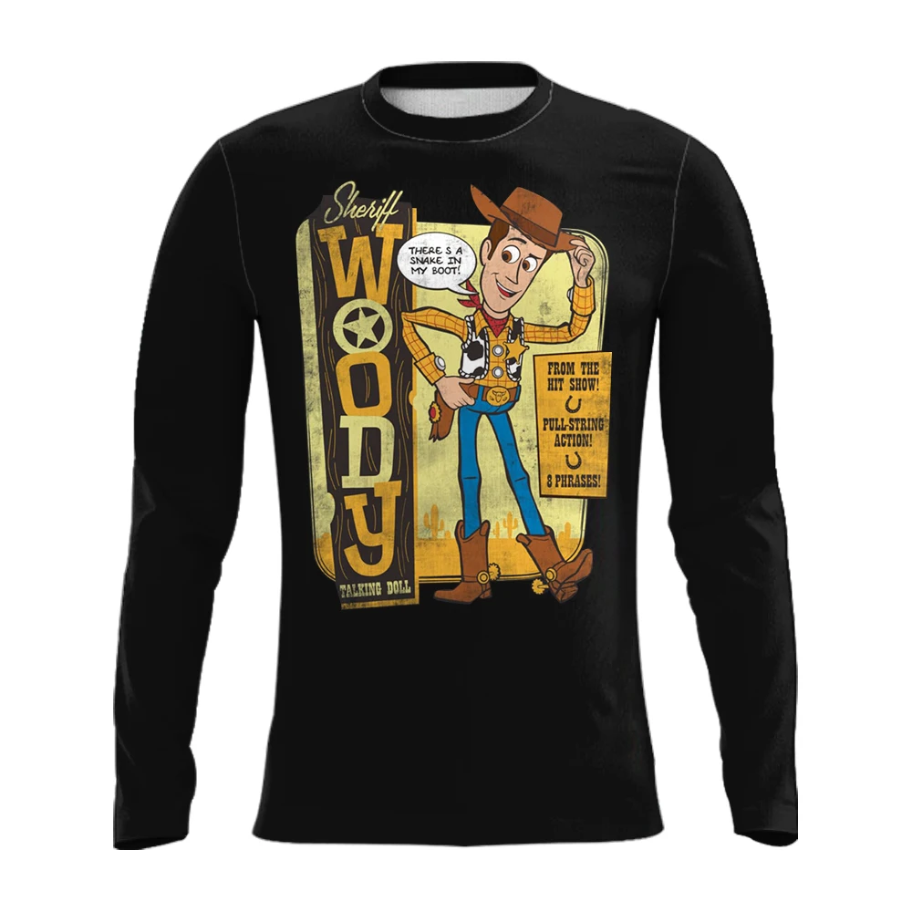 

Disney Toy Story Sheriff Woody Talking Doll Long Sleeve T-Shirt for Men 3D Printed Daily Casual Plus Size Crew Neck T-shirt