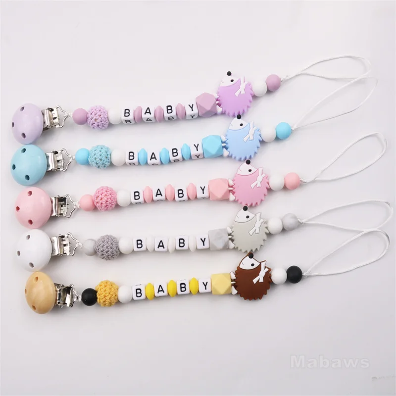 Personalized Name Pacifier Clip Small Rabbit Gum Teether Silicone Bead Animal Shape Customized Baby Name Pacifier Chain Gift Toy