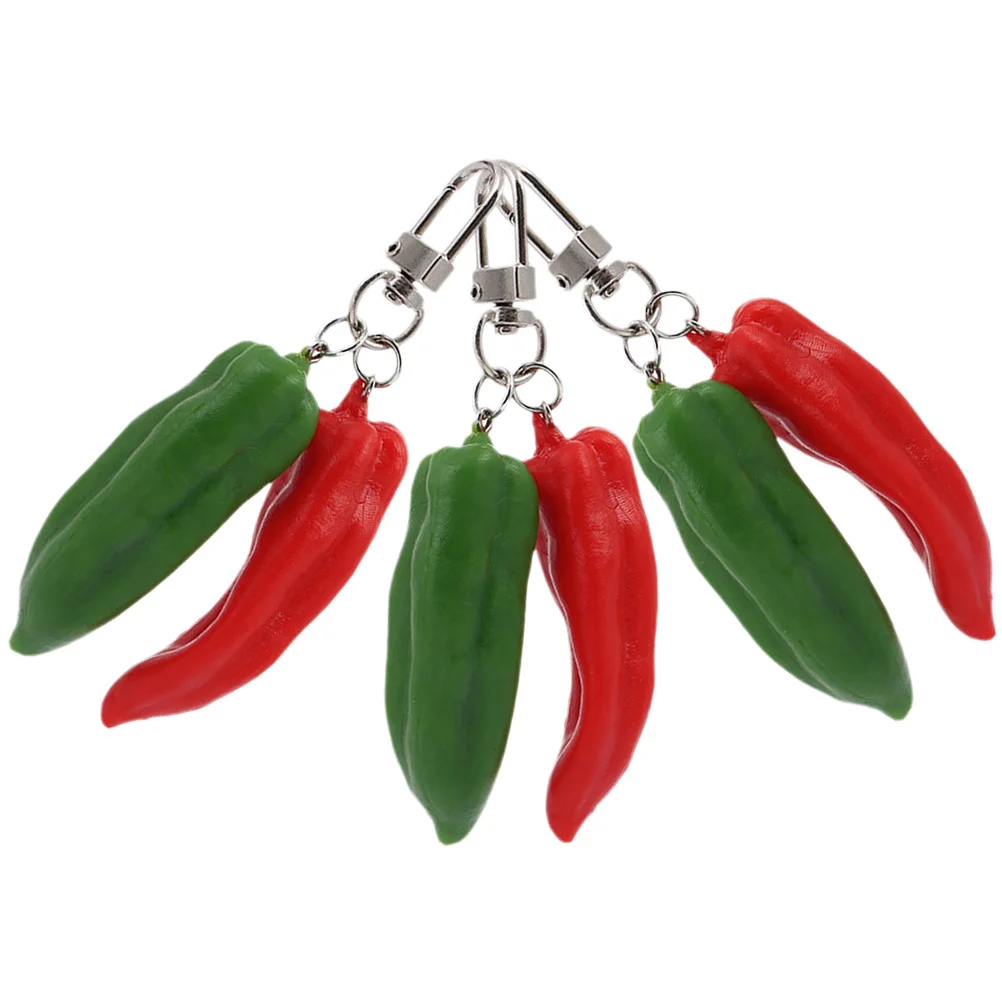 3 Pcs Key Fob Chili Keychain Pepper Ring Pendant Gift Bag Handbag Charms Unique Hanging Keyring Ornament Miss Man