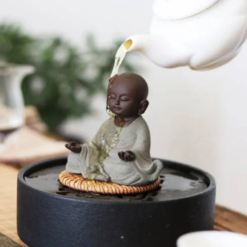

Creative Zen Purple Clay Buddha Statues, Ceramic Little Monk Ornament, Kung Fu Puer Tea Pet, Teaware, Office, Desktop Crafts