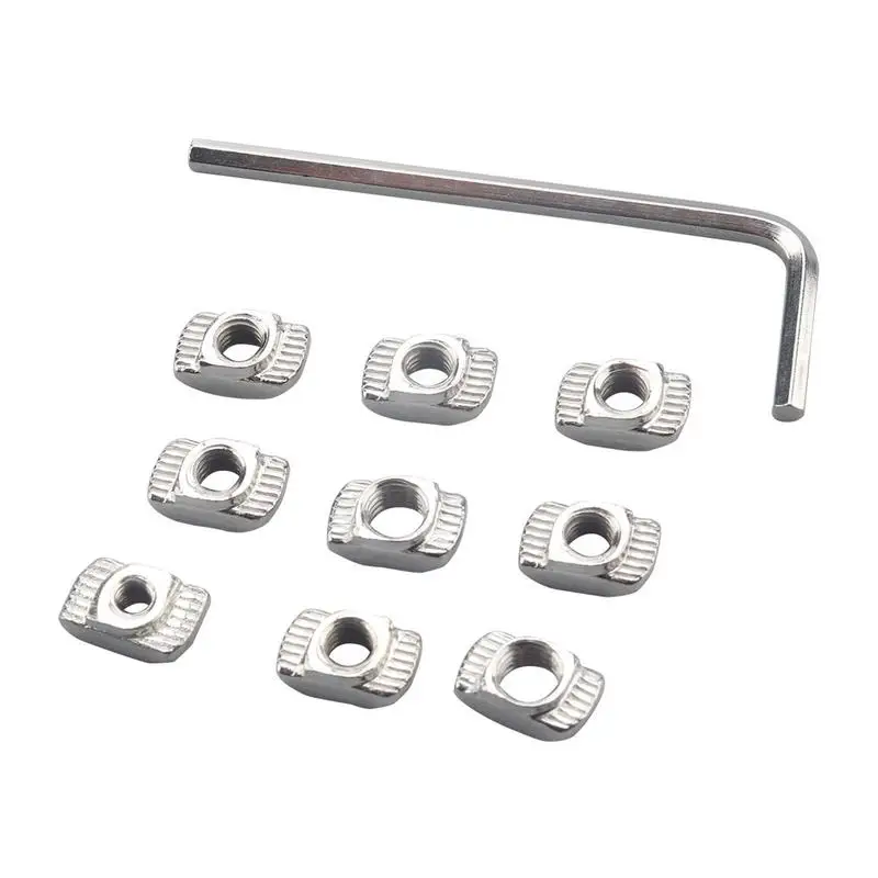 T Sliding Nuts Hammer Nut Block Square Nuts Carbon Steel T-Slot Nut Hammer Head Fastener Slider Nut Fasten Connector T-Slot Nut