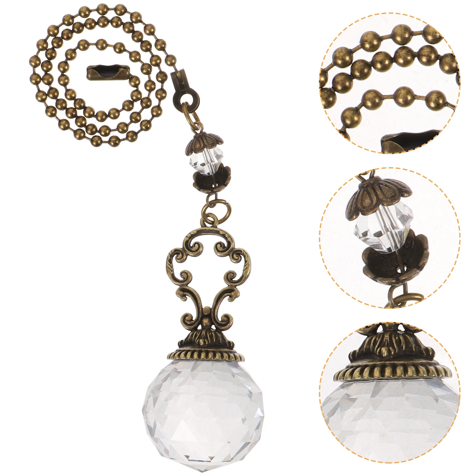 

2 Pcs Crystal Pendant Light Pull Chain Decorative Ceiling Fan Extension Replacement Extender The for Fixture Accessories