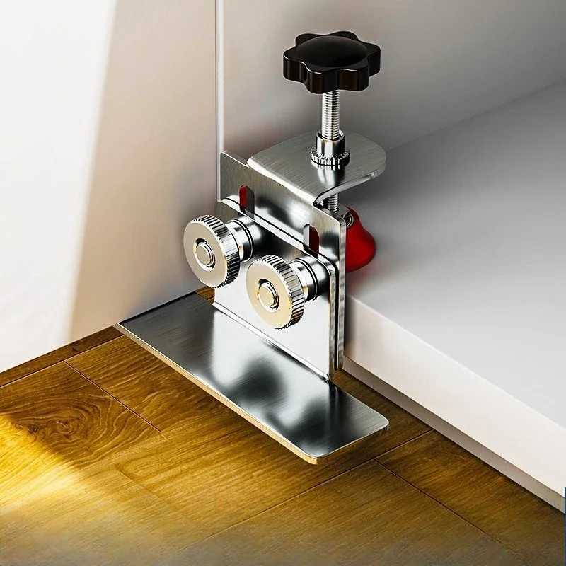 Stainless Steel Cabinet Door Mounting Jig Tool for Woodworking Precise Alignment Kitchen Installation Clamp Adjustable