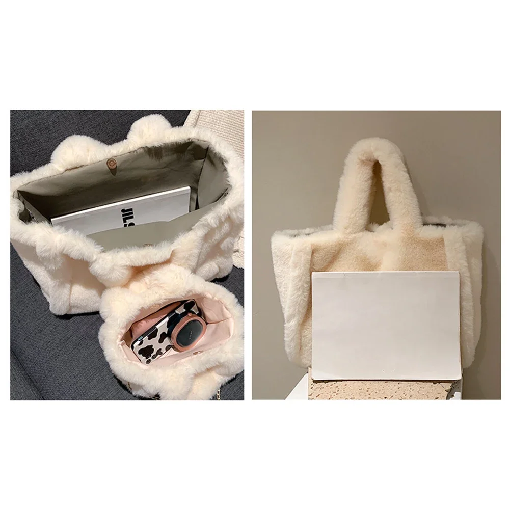 Plush Fluffy Tote Bag For Women S/L Messenger Bag Faux Fur Handbag Ladies New Trend Furry Clutch Bags Fashion Satchel Bag Purse