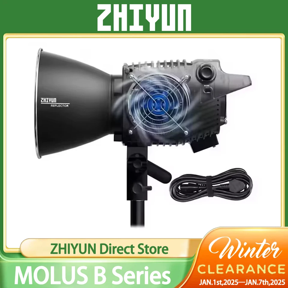 

ZHIYUN MOLUS B100 B200 B500 B300 Видеосветильник 300 Вт Светодиодный светильник для фотосъемки заполняющий свет для студийной видеосъемки TikTok на открытом воздухе