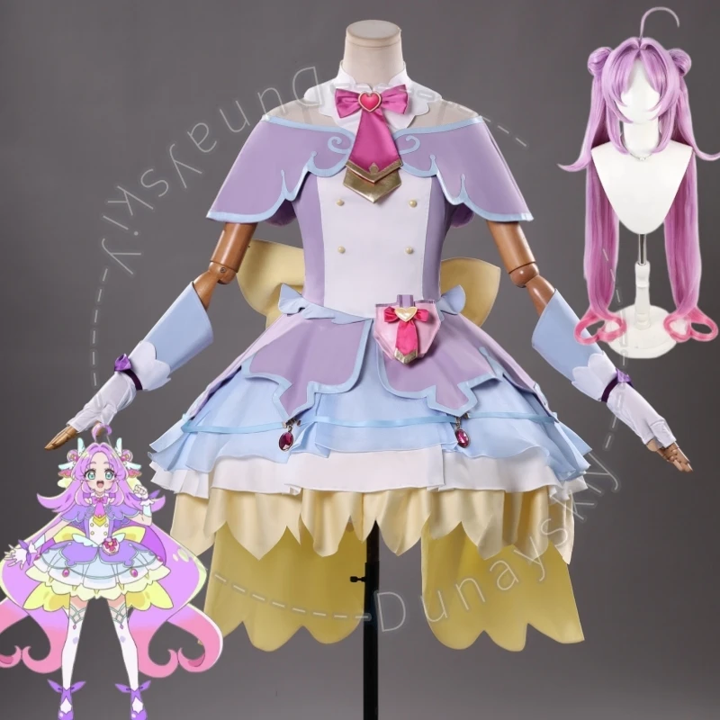 

Akechi Anna Cosplay Costume Pastel Purple Blue Magical Girl Purple Lolita Dress Wig Set Carnival Star Detective Precure Cure