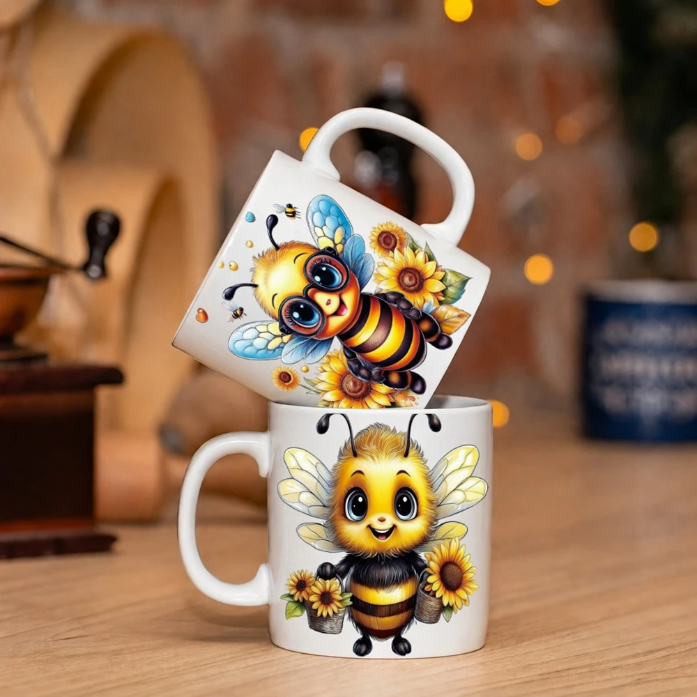 3D UV DTF Sunflowers Bees Transfer Sticker For Glass Cup Golden Sunflower Flowers Waterproof Crystal Adhesive Transfers Decals - view 5