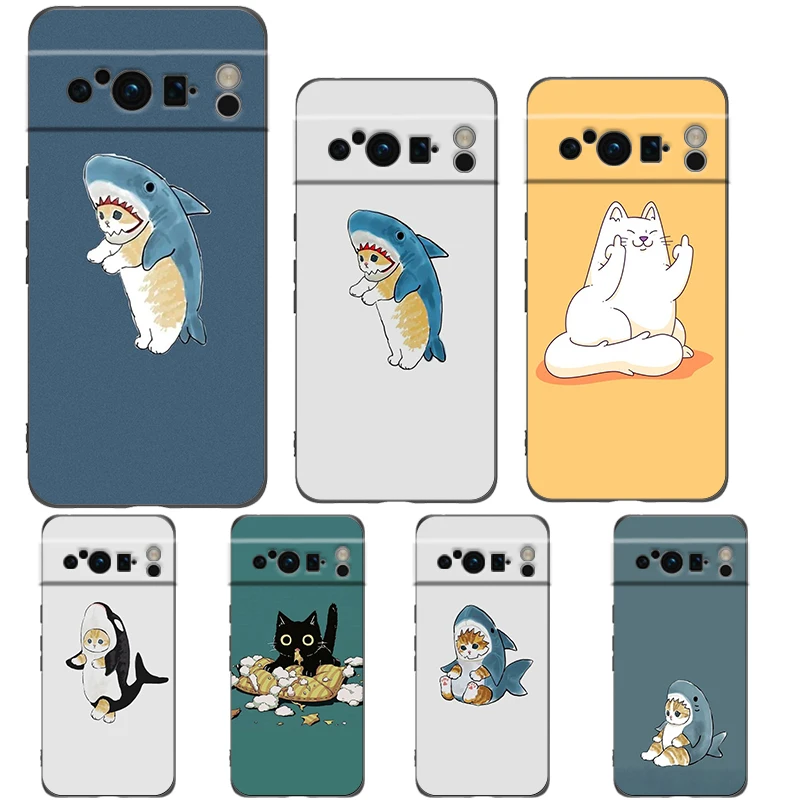 Cute Animals Cat Cartoon Phone Case Cover for Google Pixel 8 7 6 7A 6A Pro 5G Shockproof Silicone Soft 8 Pro 5G Shell Capas Bags