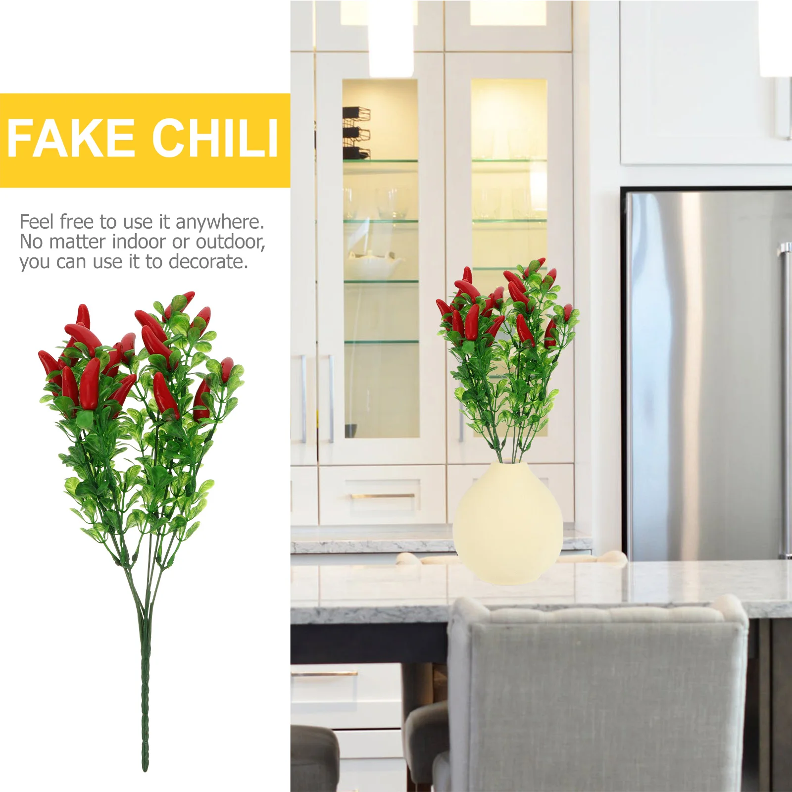 

4 Pcs Chili Bouquet Decoration Lifelike Fake Plant Simulation Plastic Green Plants Garbage Can Home Artificial Pepper