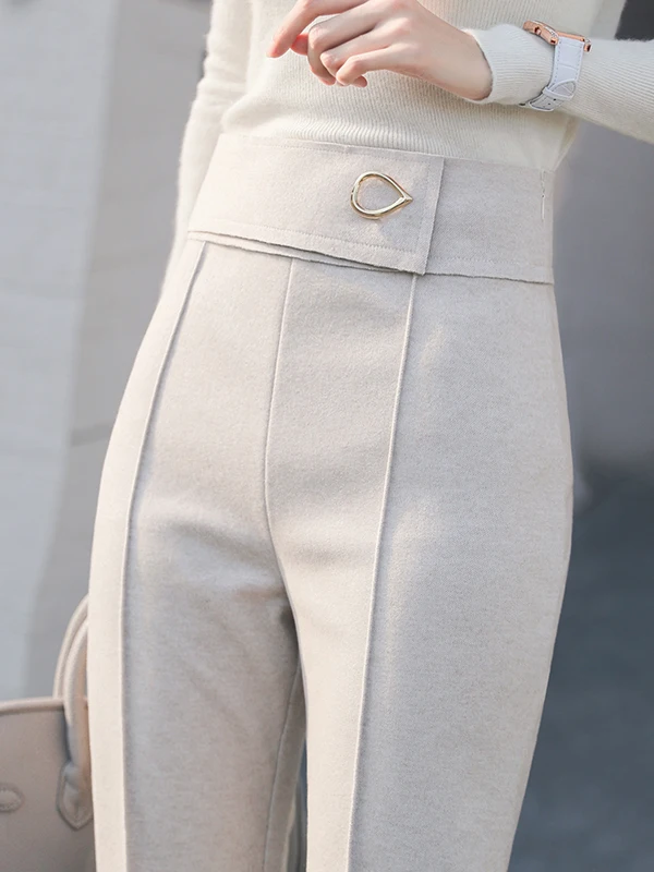 

High Waist Wide Leg Suit Pants Women's Autumn Winter New Style Korean Version Polyester Fiber Straight Tube Trousers