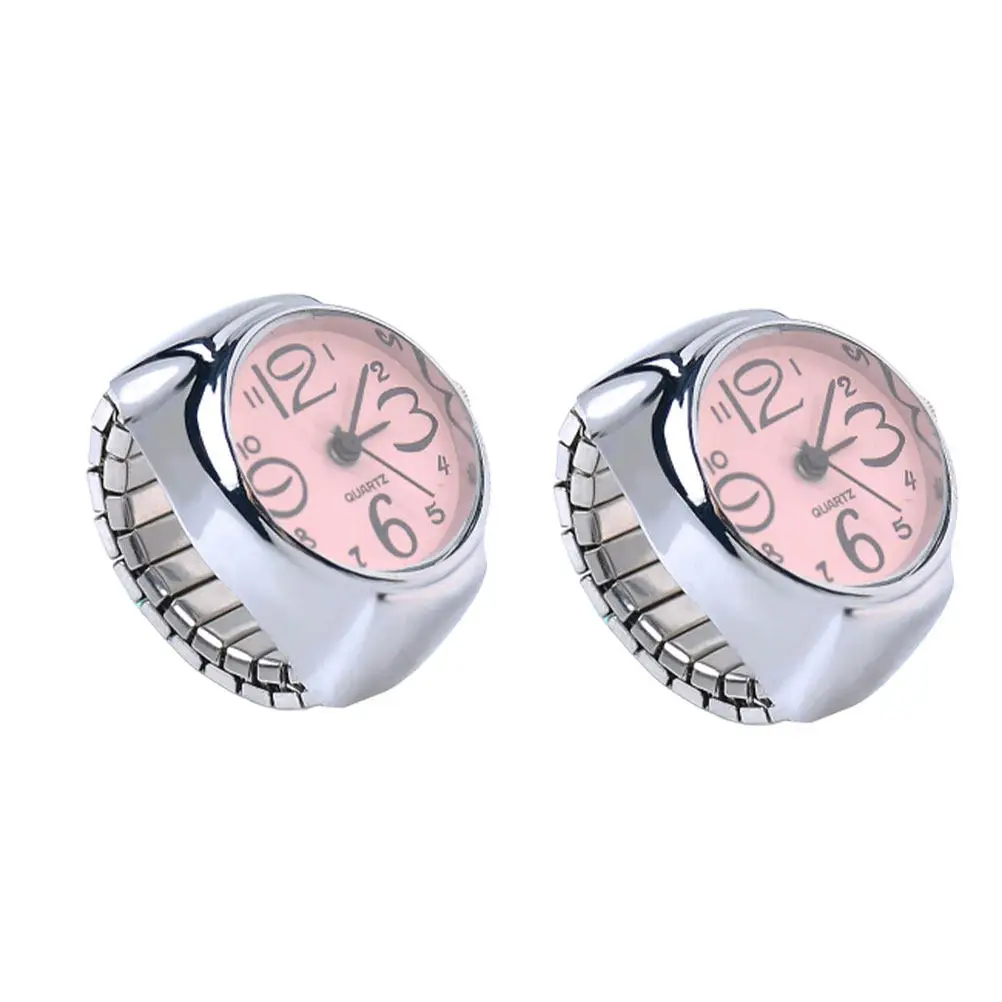 2Pcs Ring Watches for Women Unique Exquisite Design Big Number Dial Easy Time Reading Without Phone Convenient Personal
