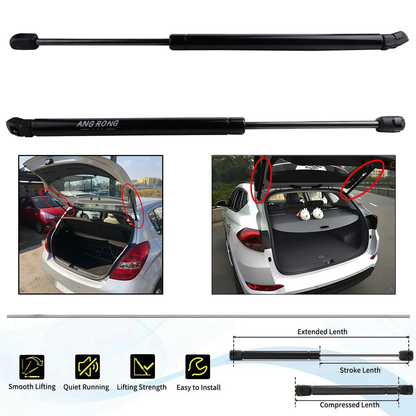 For Hyundai I20 Hatchback 2008-15 Rear Taigate Boot Trunk Gas Struts Spring Support Lifter