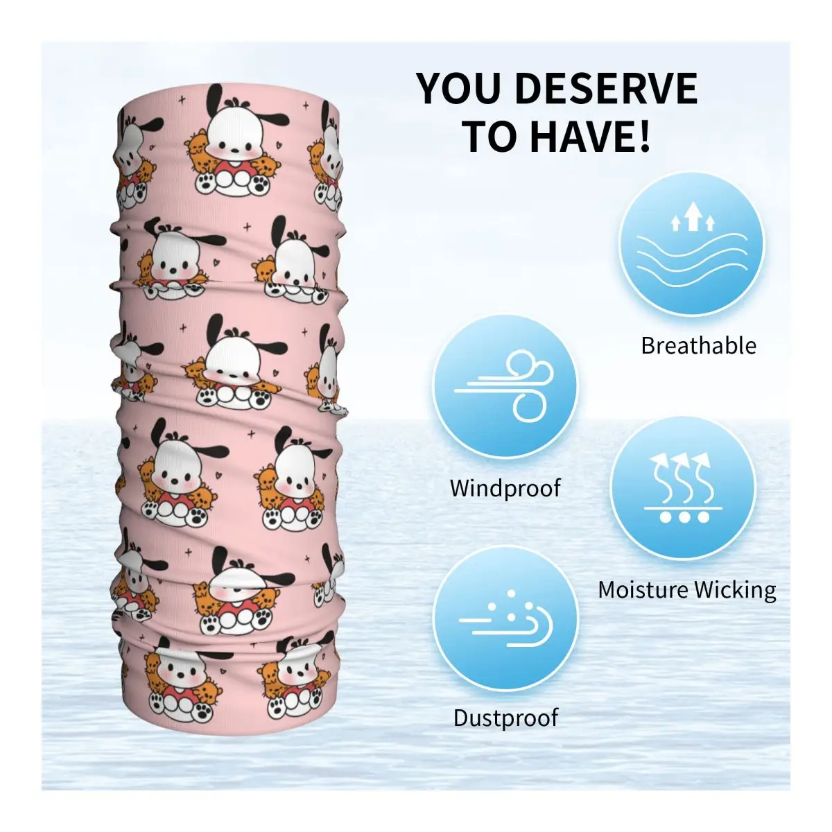 Custom Pochacco Pink Bandana Neck Warmer Women Men Winter Hiking Ski Scarf Gaiter Kawaii Face Cover