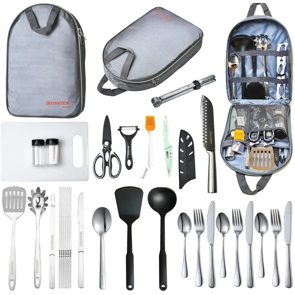 

Camping Cooking Utensils Set Camp Kitchen Equipment Portable Picnic Cookware Kit Bag Campfire Grill Utensil Gear Essentials