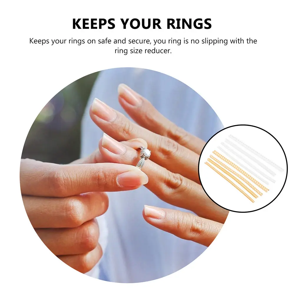 

8pcs Plastic Ring Size Adjusters Jewelry Tighteners For Women Men Reducers Transparent Spring Resizer Sizer Spacer Guard Tool