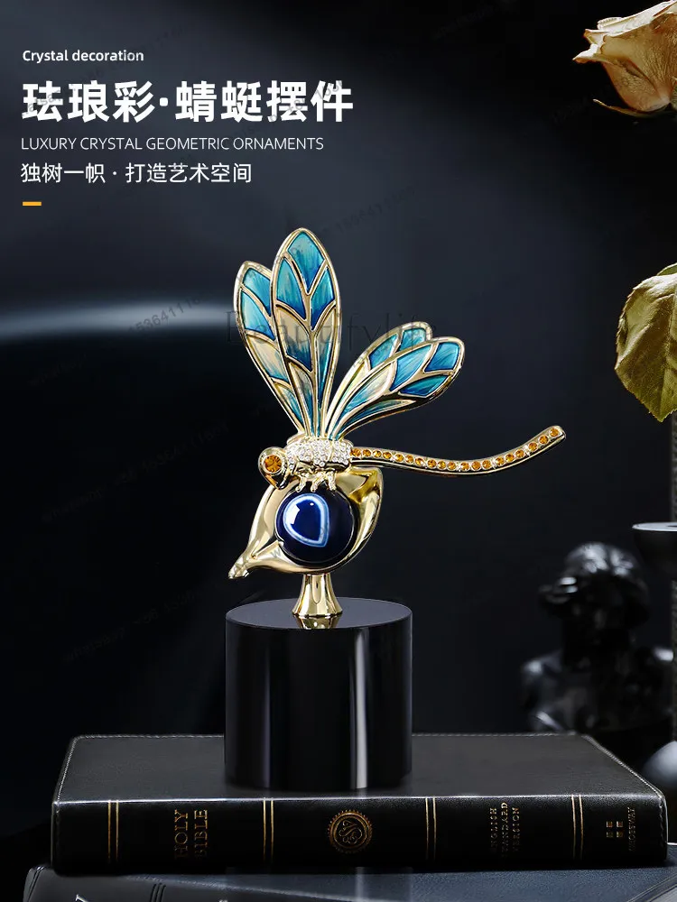 Premium light luxury enamel decorative dragonfly ornament living room high-end entrance