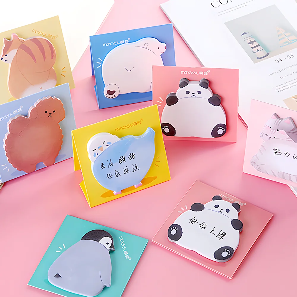 Cartoon Animal Sticky Notes Cute Kawaii Cat Dog Bear Panda Memo Pad Funny Post Notepad Kids Girls estetica Stationery Index Tab