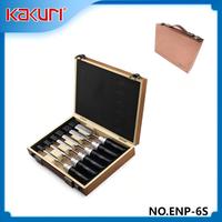 Japan KAKURI ENP-6S Extended Wood Chisel Set - 6pcs+Case, Sharp Flat Blades, Deep Groove, Woodworkers/DIY