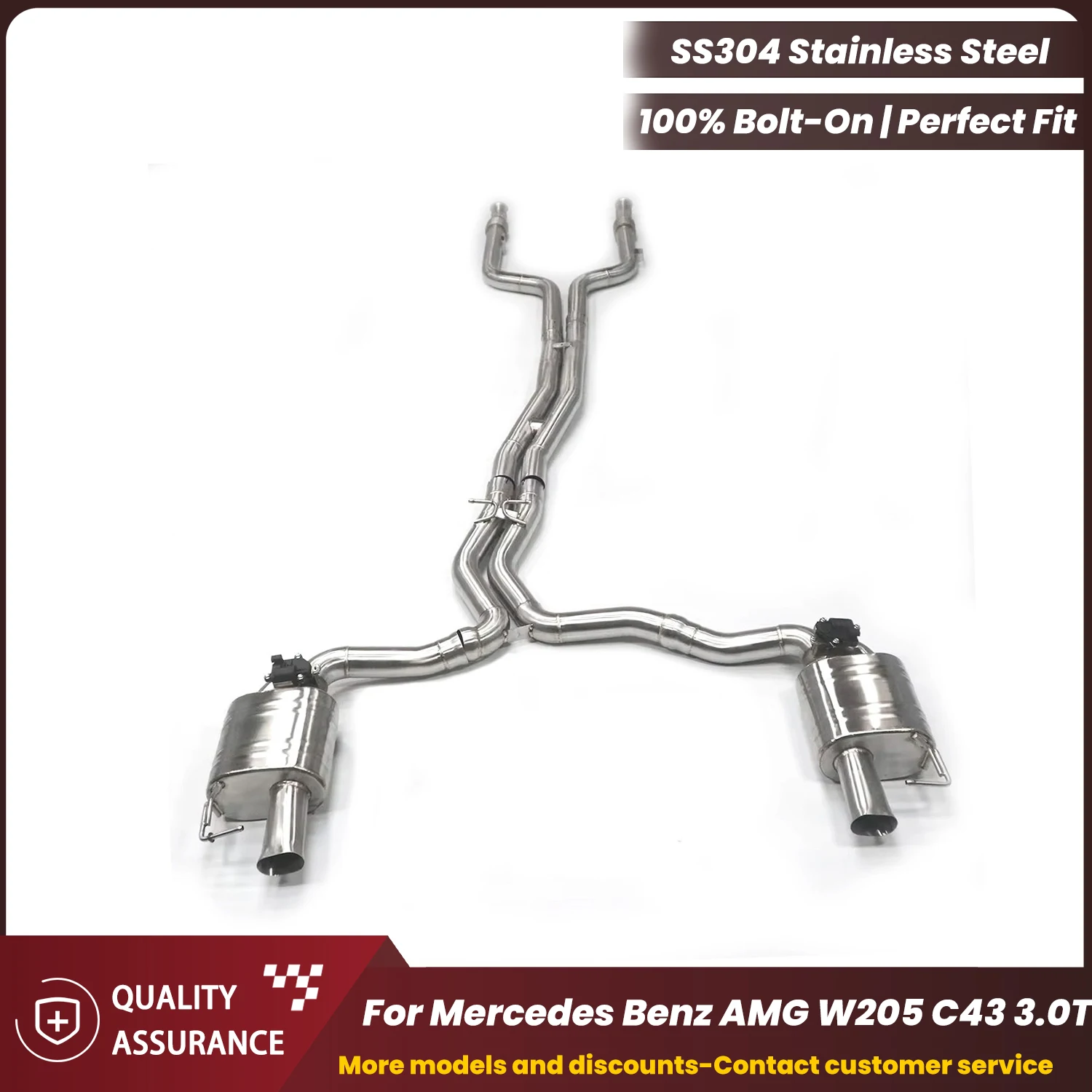 

Stainless Steel Catback Exhaust ECCF for Mercedes Benz AMG W205 C43 3.0T Aggressive Sound Plug & Play OEM Warranty Friendly