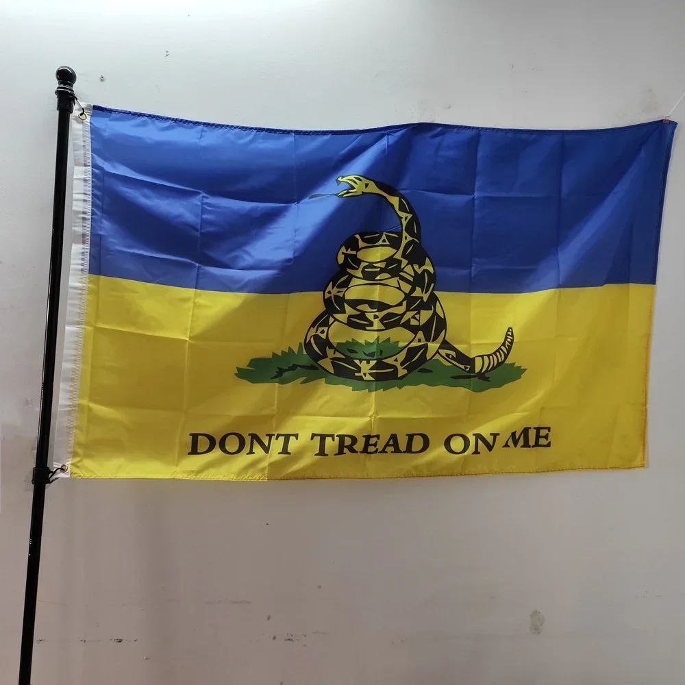 

Dont Tread On Me Yellow Blue Flag 90x150cm Outdoor Hanging Banner Polyester Weather Resistant Decoration
