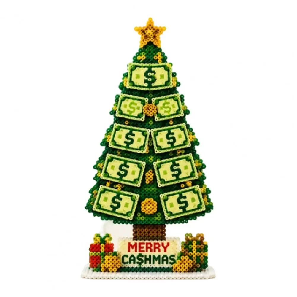 Christmas Tabletop Decor Lucky Prosperity Ornament Money Tree Bead Craft Kit Diy Lucky Christmas Tree Ornament Colorful Melting
