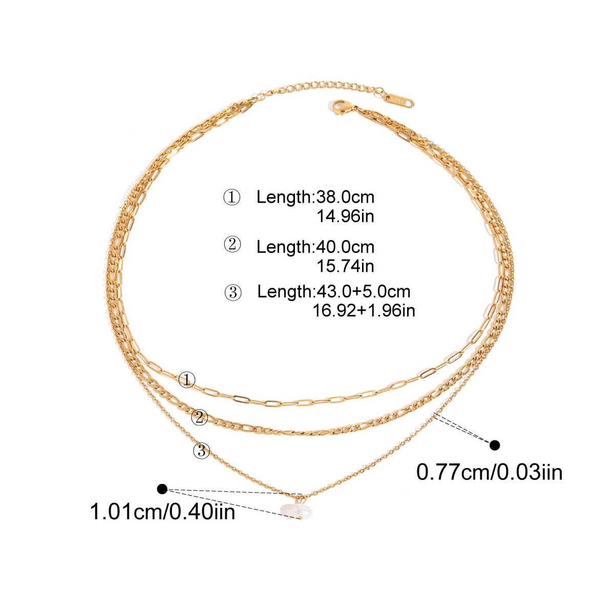 يوري لؤلؤ المياه العذبة الطبيعية قلادة ثلاث طبقات قلادة الوافدين الفولاذ المقاوم للصدأ موضة الأساسية اليومية مجوهرات مقاومة للماء #6