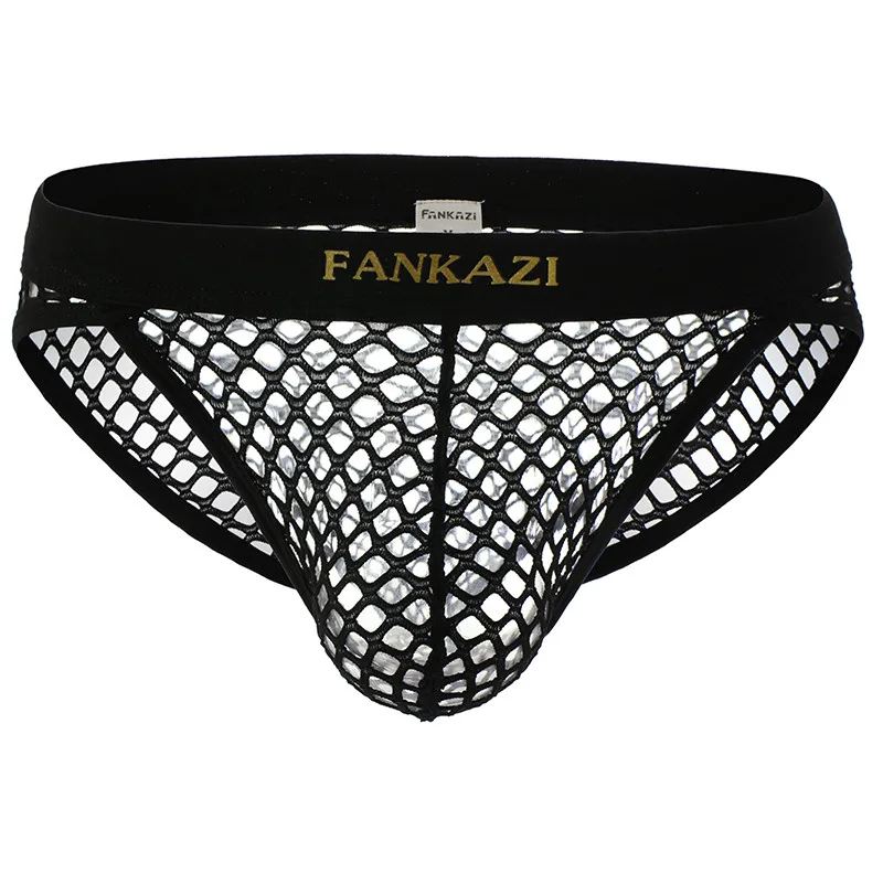 Fashion Men's Underwear Hollow Out Transparent Fishnet Briefs Mesh Breathable Underpants - Image 4